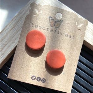 Red/orange polymer clay stud earrings